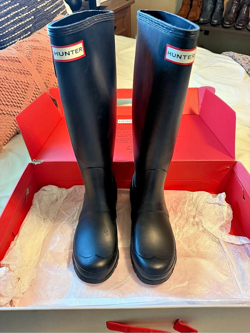 Hunter Original Tall Rain Boots Black US 5M/6F